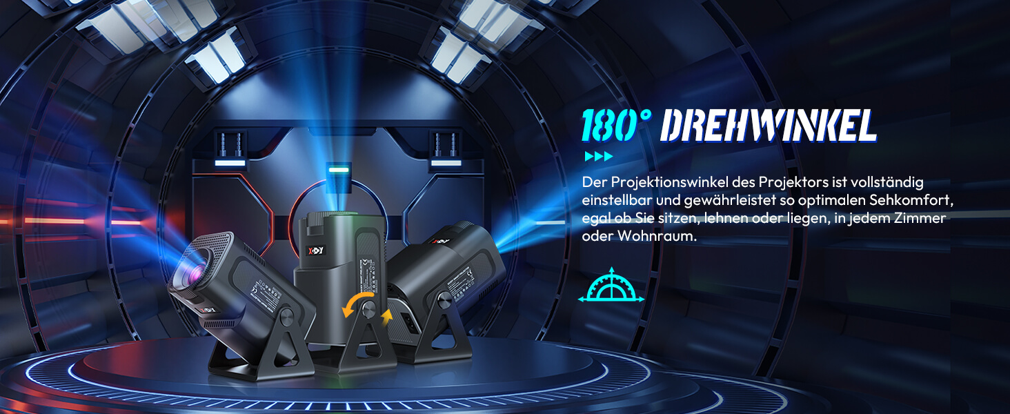 Портативний проєктор Xgody Gimbal 3: 12000 Люмен, Android 11.0, WiFi 6, Bluetooth, 720P HD (підтримка 4K), Автоматичне вирівнювання зображення, для домашнього кінотеатру (білий/чорний)