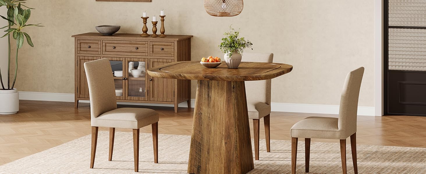 Столовий стіл Tribesigns на 4 особи, 80 см, квадратний, в стилі рустік для кухні, вітальні, їдальні (колір коричневий)