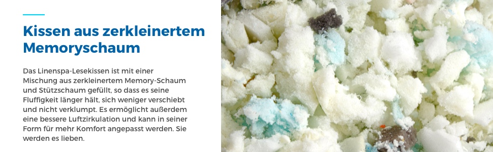 Подушка для спини Linenspa з підтримкою шиї - велика, з піною з пам'яті, для відпочинку та читання, з м'яким велюровим чохлом, сірого кольору