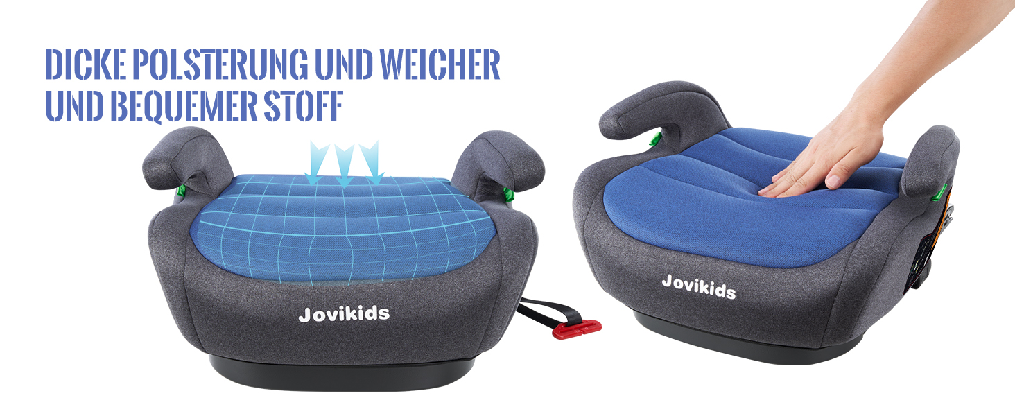 Дитяче сидіння-бустер Jovikids дитяче ISOFIX, бустер ECE R129 група 2/3 (приблизно 15-36 кг), потовщений тканинний чохол і адаптер Isofix, легко миється (синій)