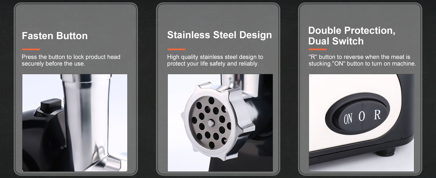 Електрична м'ясорубка COOCHEER 2000W з нержавіючої сталі 3-в-1, з набором для ковбас та кіббе