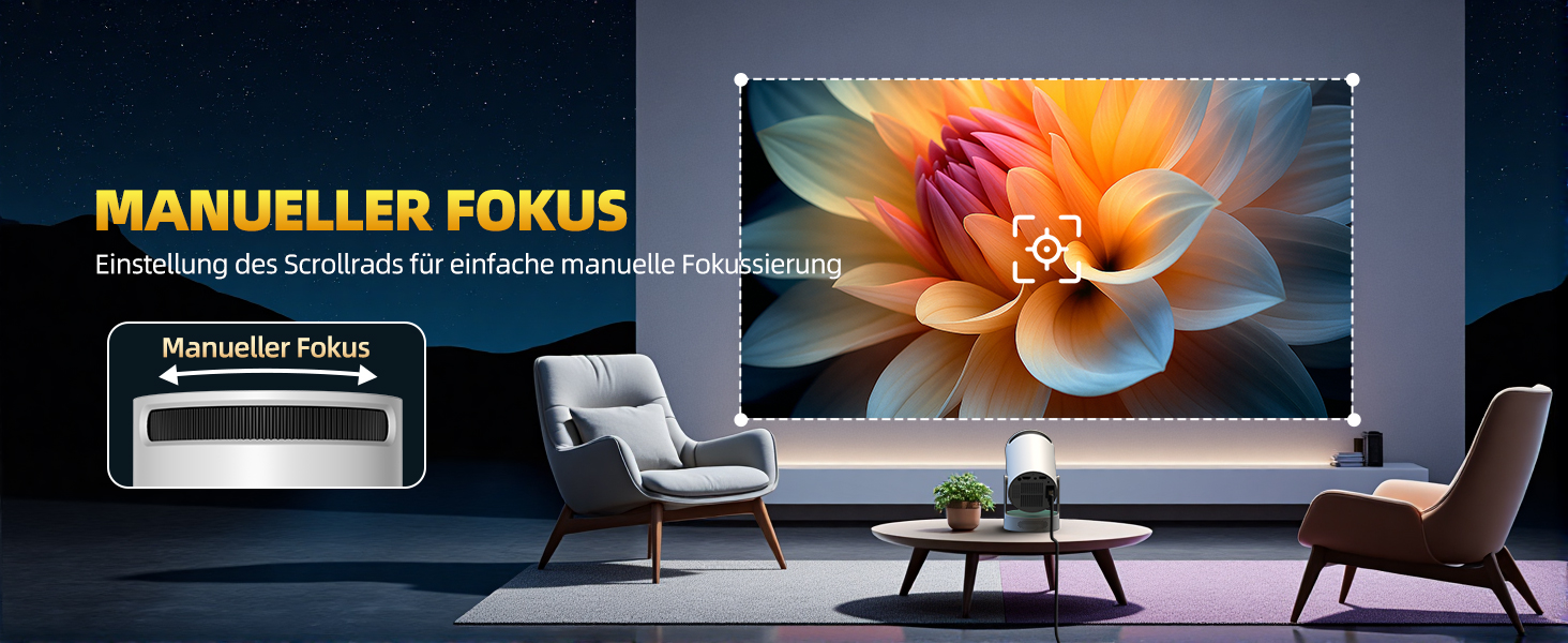 Портативний проєктор PR08A: 4K Smart Beamer з Wi-Fi 6, Bluetooth 5.4, динаміком 5W та Keystone 270° (Android 11, HDMI, TV Stick, Laptop)