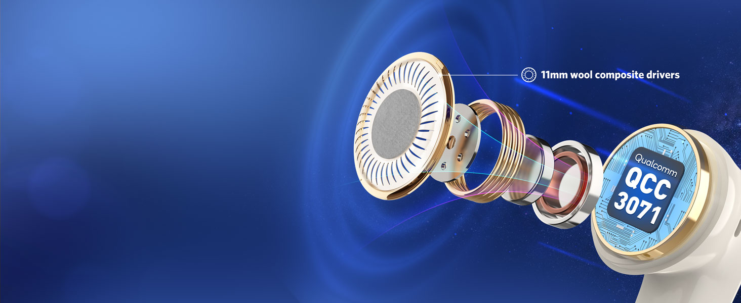 Навушники-вкладиші EarFun Air Pro 3, ANC, aptX, 6 мікрофонів, багатоточкова, 45-годинна батарея, додаток, (вівсяно-білий)