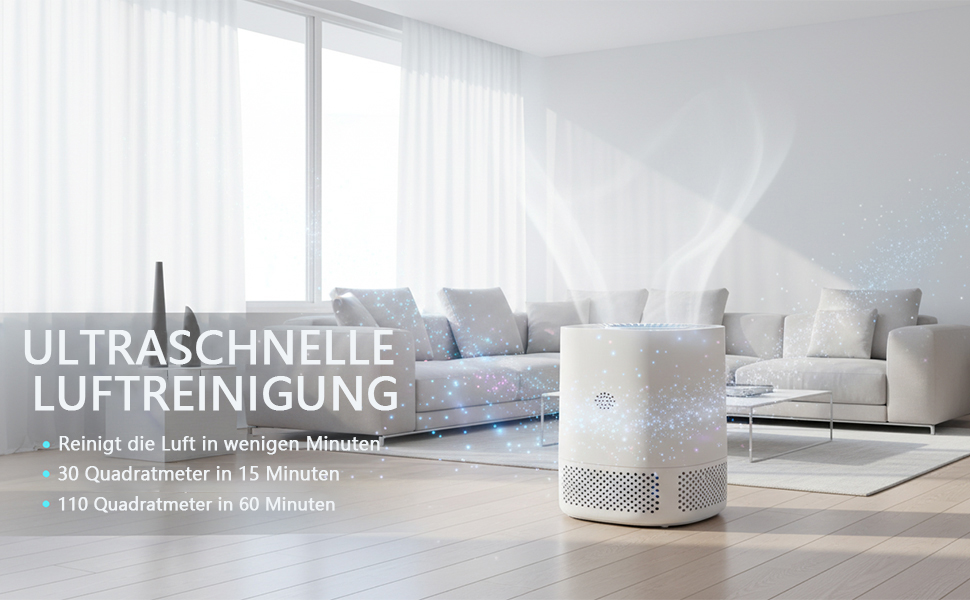 Повітряний фільтр з HEPA фільтром H13: очищення від пилу та частинок до 0,3 мікрона, тихий режим (20 дБ), авто-режим, 3 швидкості для дому