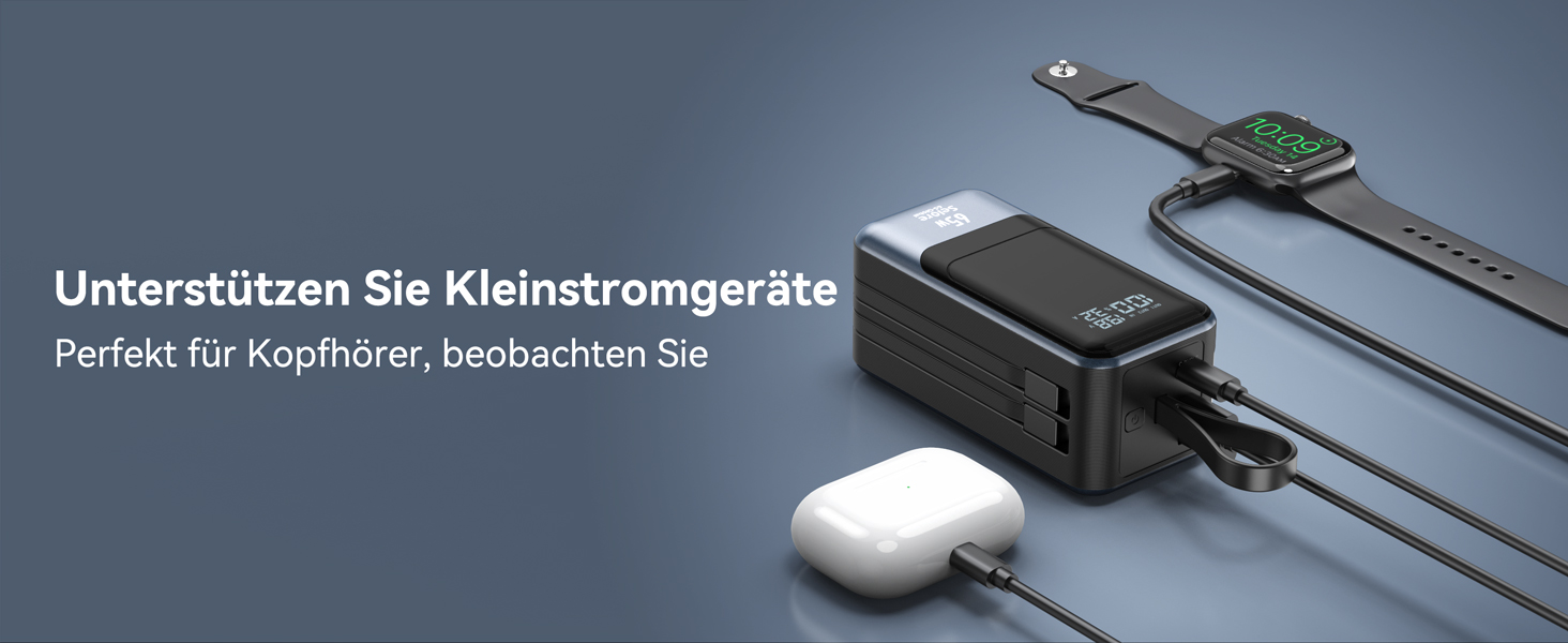 Power Bank Selore&S 65W з USB-C, 4 порти, для iPhone, Galaxy, MacBook, iPad, дронів, чорний