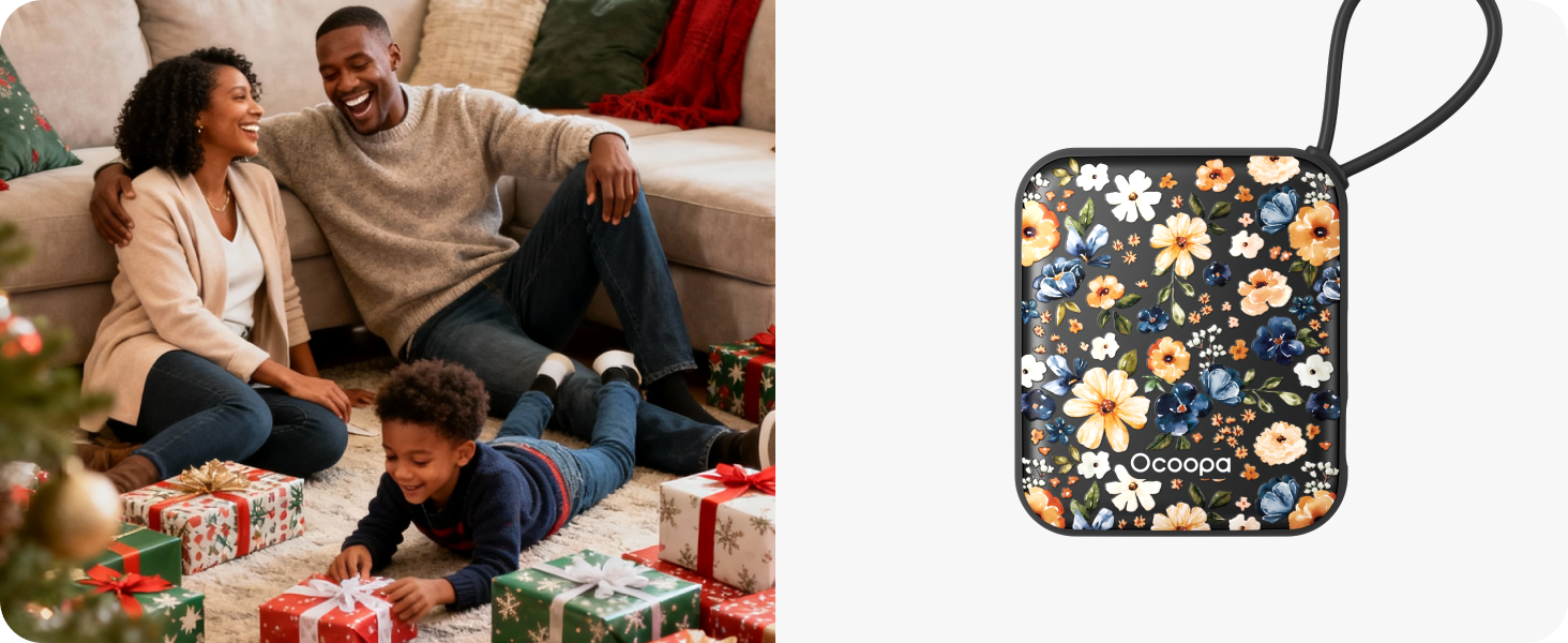 Електричні грілки для рук Ocoopa 2 шт., багаторазові, 4000mAh, USB, 3 режими нагріву, до 52°C, подарунок, для зимових видів спорту, подорожей та активного відпочинку, UT5 Nano Wiesengeflüster (Ocoopa x Artist Edition)