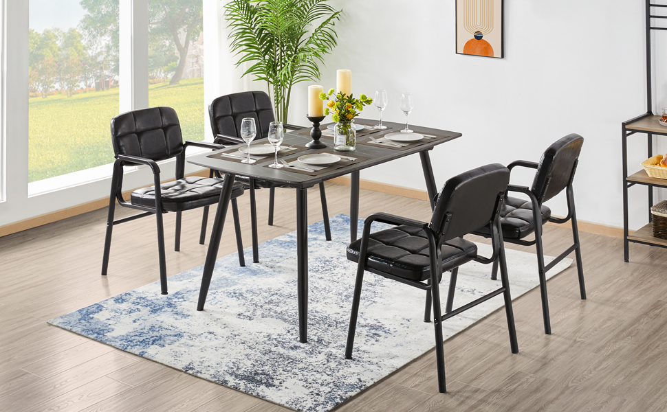 Крісла для гостей Yaheetech - 2 шт., чорні, з підлокітниками та спинкою, для вітальні, конференц-залу, їдальні, штучна шкіра, 58 x 60 x 85 см