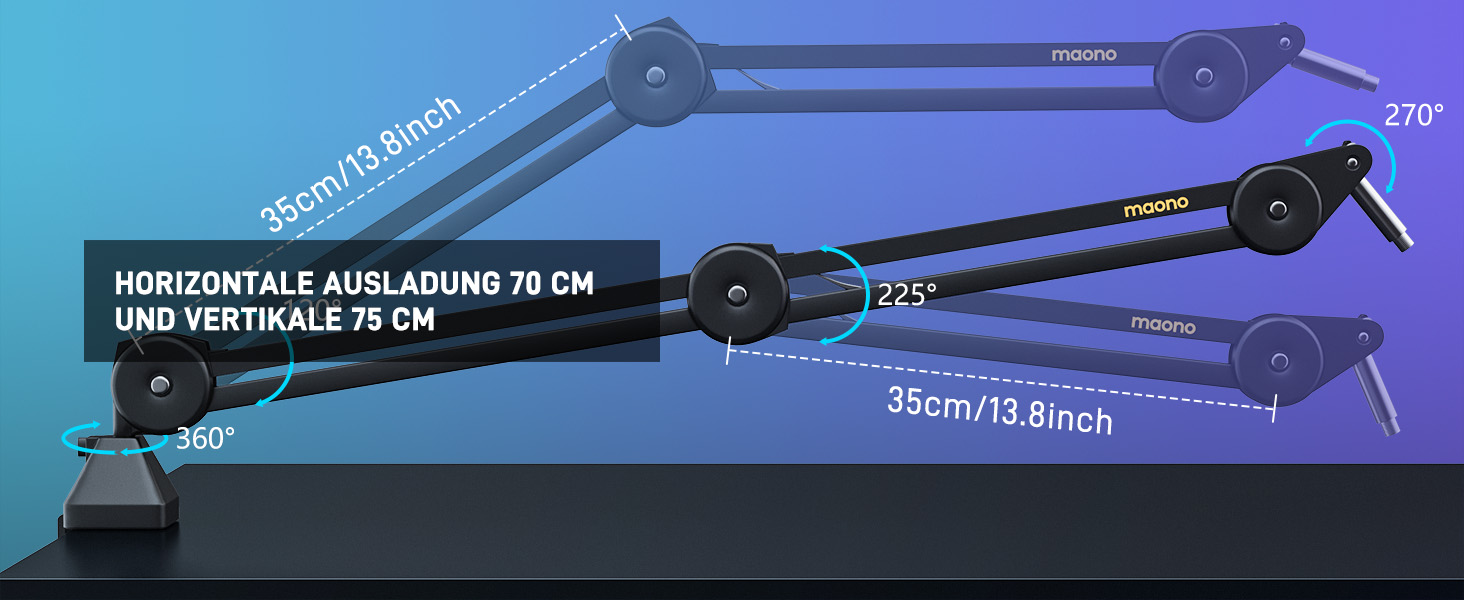 Мікрофонна стійка MAONO BA37, регульована, з адаптером 3/8