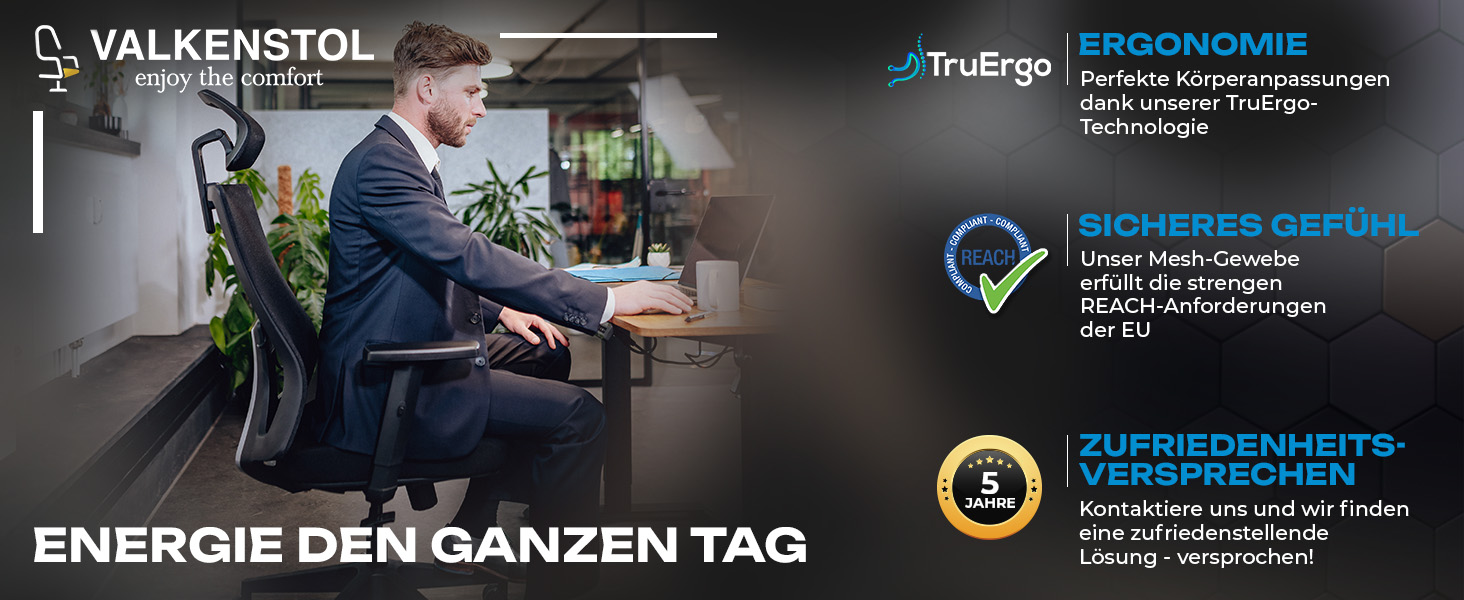 Офісне крісло M3 Komfort - ергономічне, з регульованими підлокітниками та підтримкою попереку. Зручне та здорове сидіння для офісу (чорний)