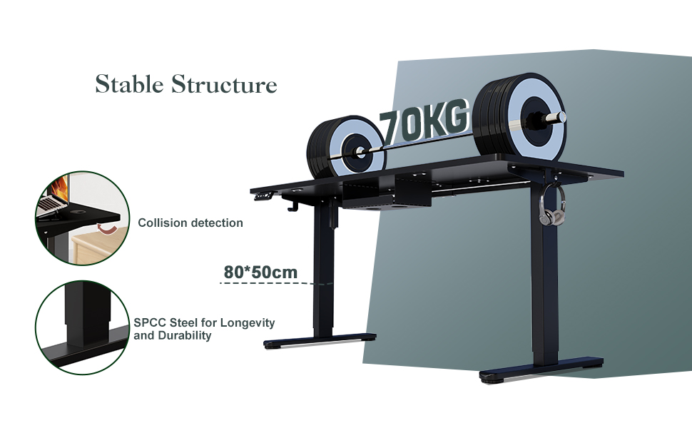 Електричний регульований стіл Airfish з USB-C зарядкою, керуванням кабелів та 3 рівнями пам'яті (білий, чорний), 180 x 80 см