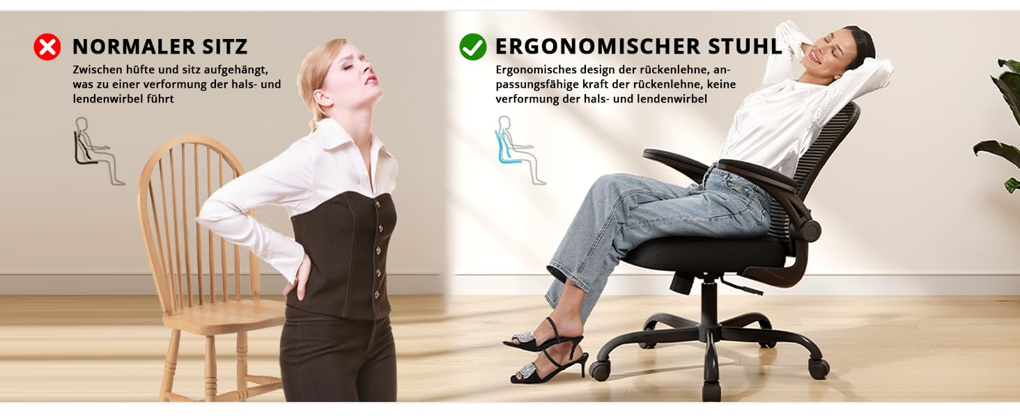 Офісний стілець Synorla ергономічний з підтримкою спини, до 150 кг, поворотний, чорний