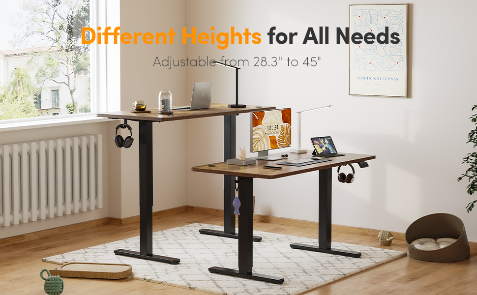 Електричний стіл Cubiker з регулюванням висоти, T-подібні ніжки зі сталі, функція пам'яті, антиколізійна система, біла стільниця