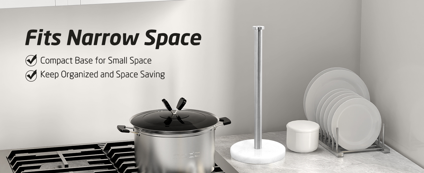 Тримач для паперових рушників KES мармурова підставка, стійкий диспенсер із нержавіючої сталі SUS304, 14 см, KPH100S14B-2