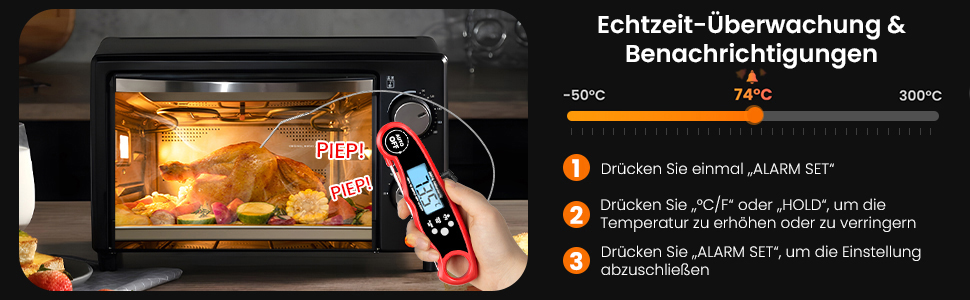 Бездротовий термометр для м'яса Maxtachі з Bluetooth, IP67, 150м для гриля, BBQ, духовки та smoker