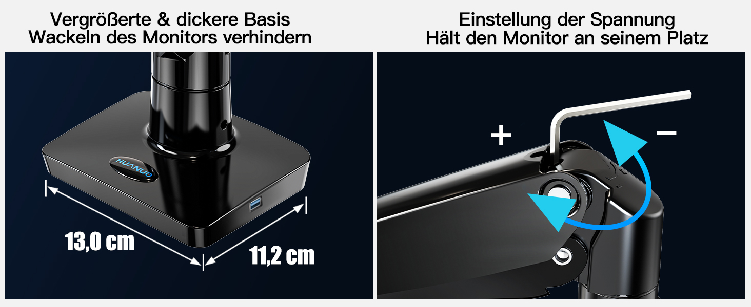 Кріплення для монітора HUANUO, 13-40 дюймів, регульований, USB, VESA 75/100 мм