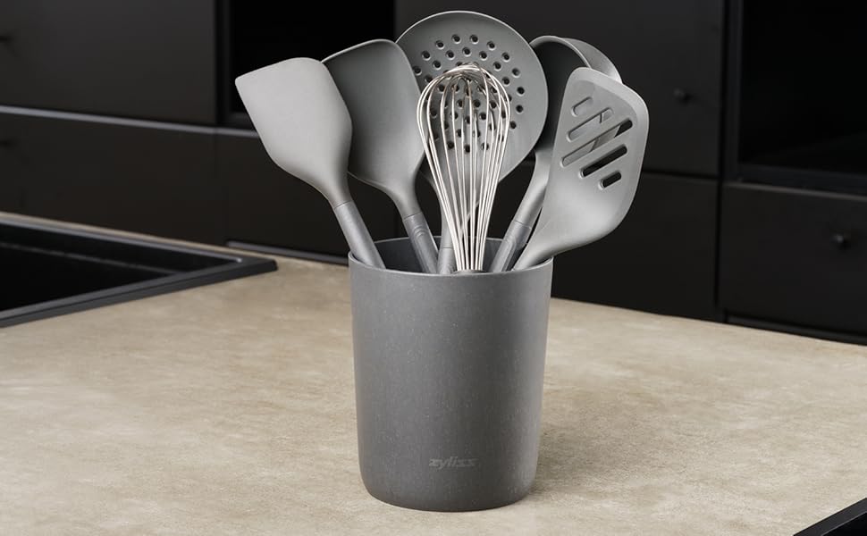 Набір кухонних помічників Zyliss E980244 7-TLG: силікон, нейлон, пшеничне волокно, нержавіюча сталь, сірий колір
