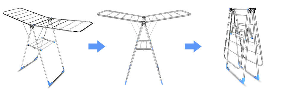 Сушильна стійка GONICVIN, складна підставка для сушіння 1,5 м, сушильна стійка з крилом з нержавіючої сталі для внутрішнього та зовнішнього використання