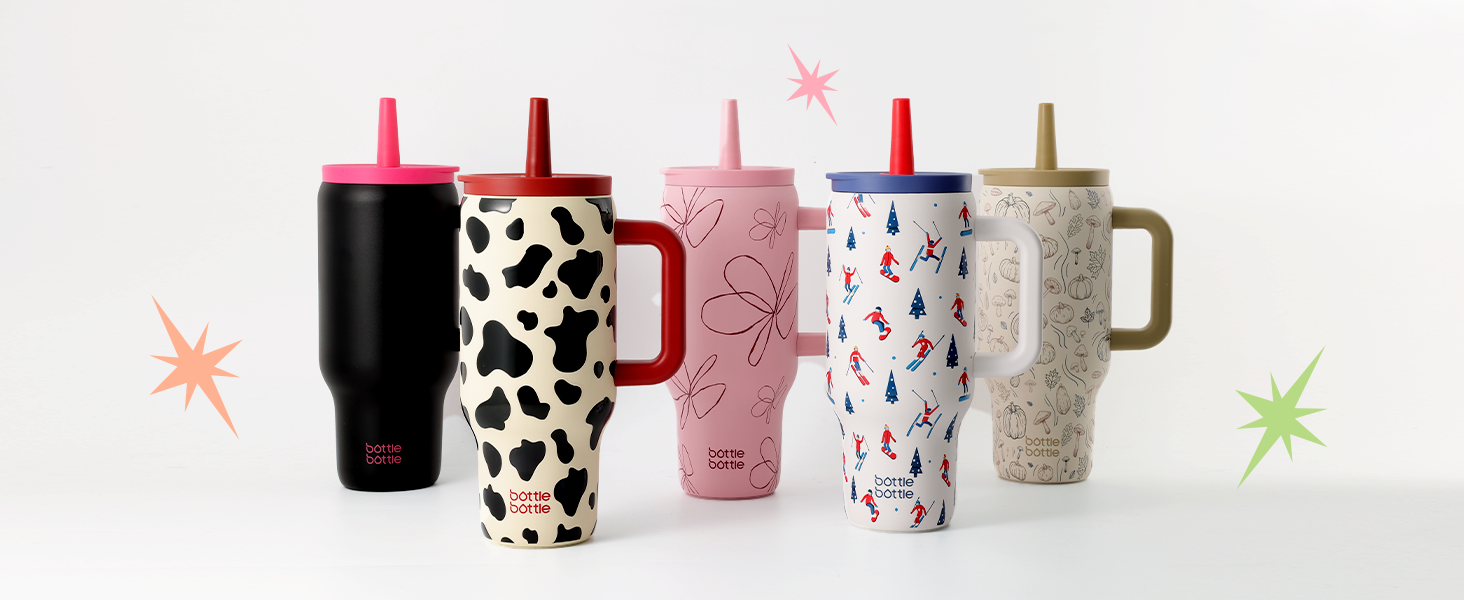 Термокружка-пляшка 900 мл з нержавіючої сталі з ручкою та трубочкою – без BPA, подвійні стінки, не протікає – для подорожей, офісу, університету, спорту та як подарунок (з принтом