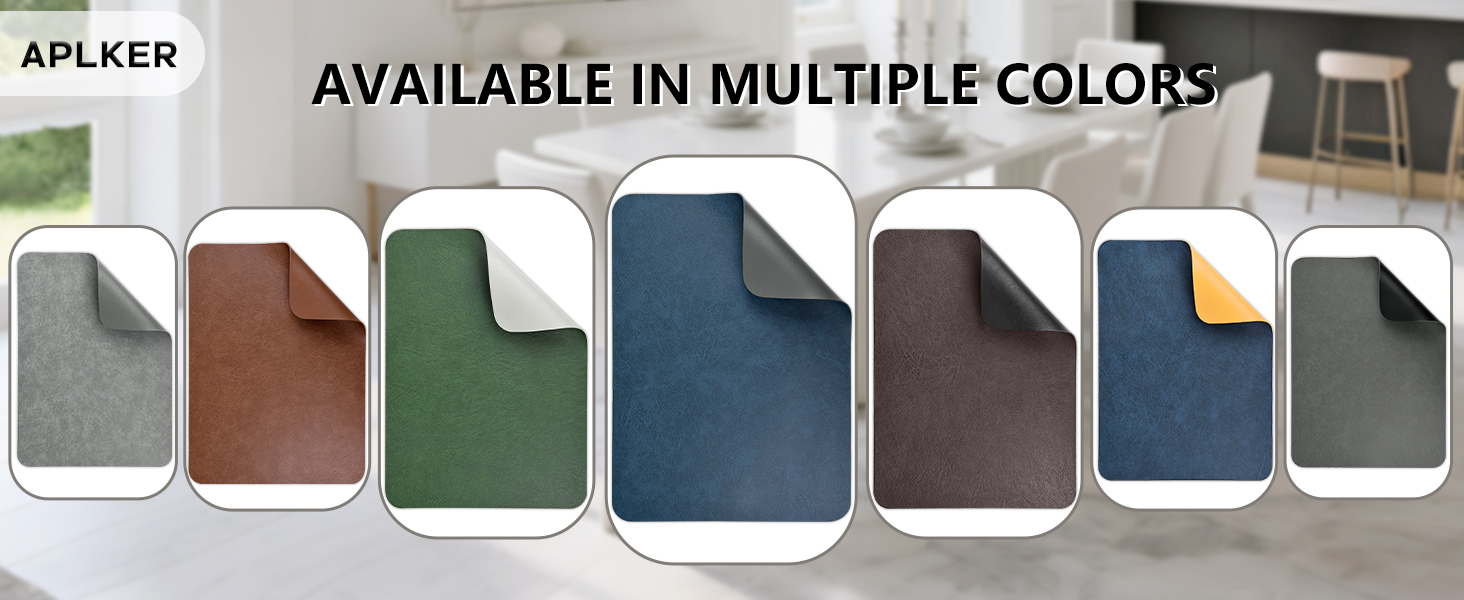 Набори підставки під тарілки 6 шт., неслизькі, миючі, з штучної шкіри, 40 x 30 см (блакитний/сірий)