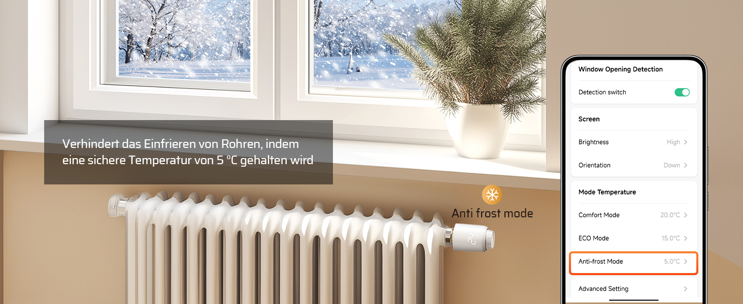 Розумний термостат для радіатора DEWENWILS WiFi, програмований, з керуванням через додаток, сумісний з Alexa та Google Assistant, енергозберігаючий, 1 шт.