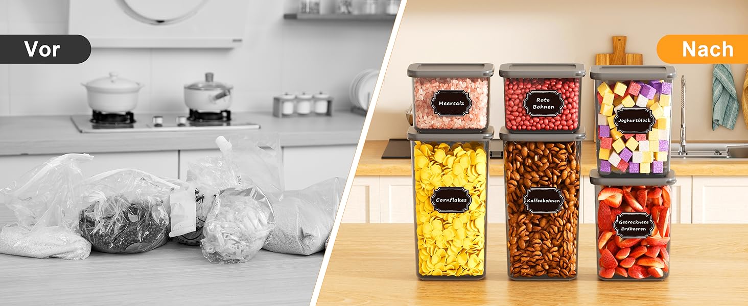 Герметичні контейнери для зберігання продуктів з кришкою, набір 6 шт, сірий (1,8 л)