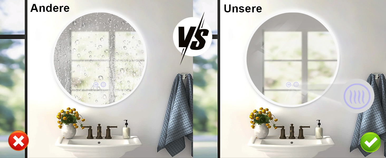 Круглий дзеркало для ванної кімнати з підсвічуванням Mursche - LED дзеркало для ванної кімнати, 60 см, IP44, з сенсорною панеллю