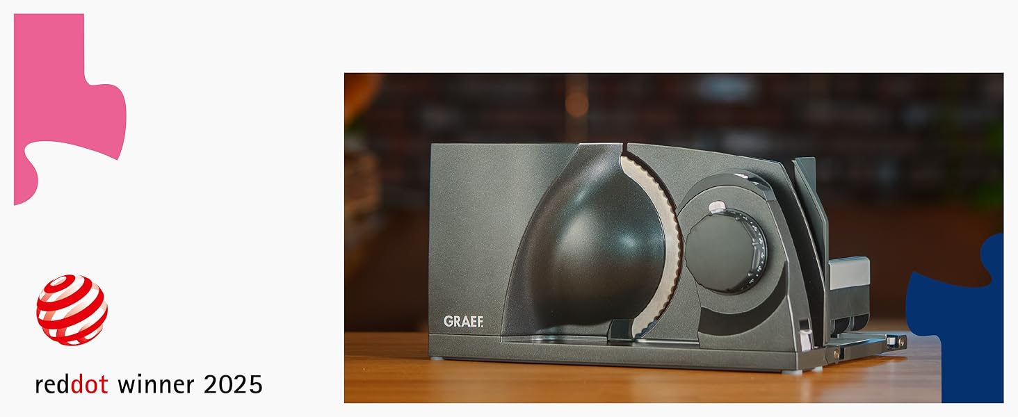 Складаний універсальний слайсер GRAEF MYtiny MT1006, металевий корпус, гострий ніж 170 мм, регулювання товщини нарізки 0-15 мм, 170 Вт, Made in Germany