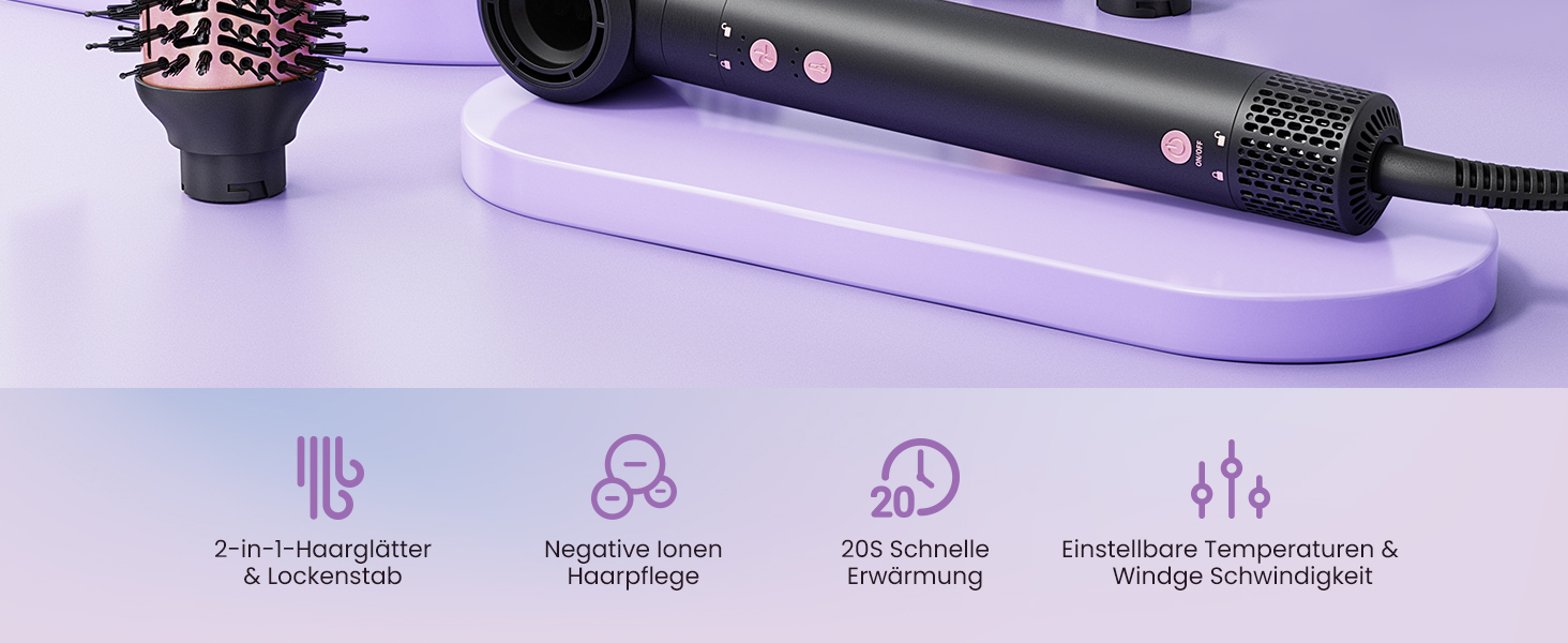 BESTOPE PRO Локкенстаб: Набір для створення локонів 5-в-1 з 3 насадками, регулюванням температури, швидким нагрівом, рукавичкою та кліпсами, рожеве золото (чорний 5-в-1)