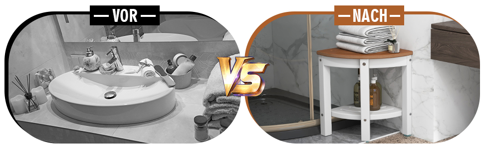 Крісло для ванної кімнати RELAX4LIFE з ручками та полицею, до 150 кг, коричнево-біле (Модель 1)