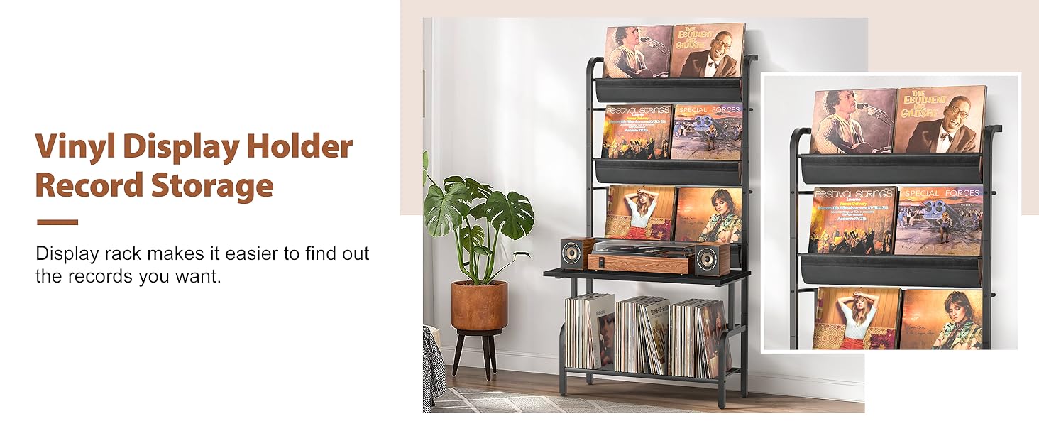Підставка для програвача та вінілових платівок на 300 альбомів (чорний)