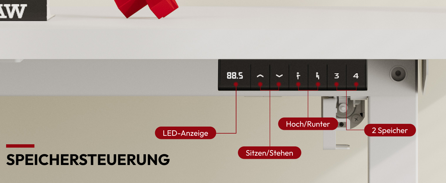 Регульований стіл Sanodesk 110x54 см – компактний стоячий стіл з аксесуарами, для маленьких приміщень, з антиколізійним захистом (білий)