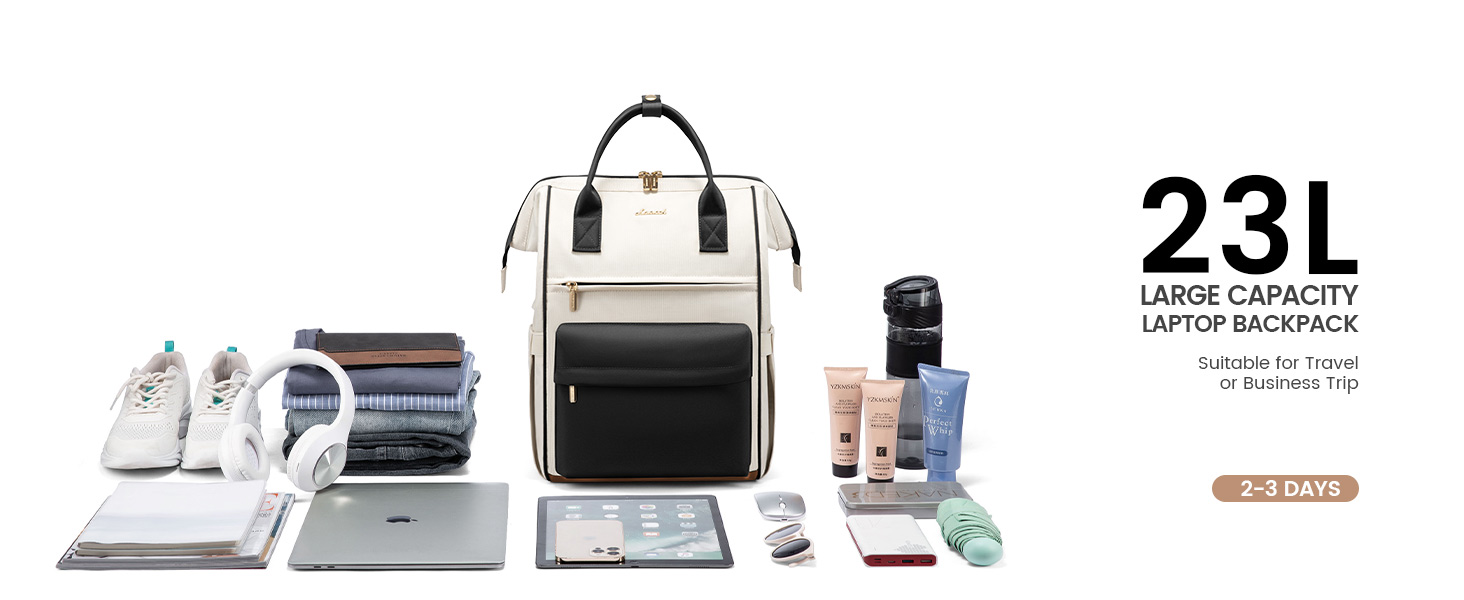 Сумка-рюкзак LOVEVOOK для жінок, для ноутбука, подорожей, роботи, школи, університету. Містка, водонепроникна, елегантна, бежева (15,6 дюймів)