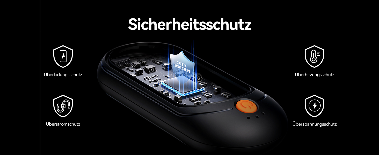 Електричні грілки для рук J-BRAUV 2 шт. з акумулятором 4000mAh, зарядний бокс 10000mAh, 3 режими нагріву, USB, чорний, кишеньковий