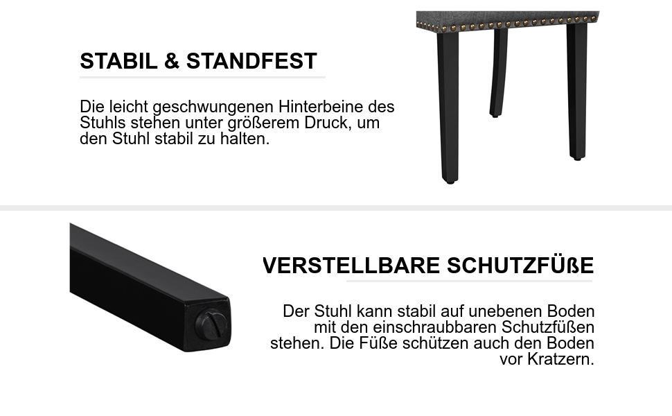 Набір кухонних стільців Yaheetech з крилатим спинком, оббитий стілець для їдальні, до 140 кг, сірий (2, світло-сірий)
