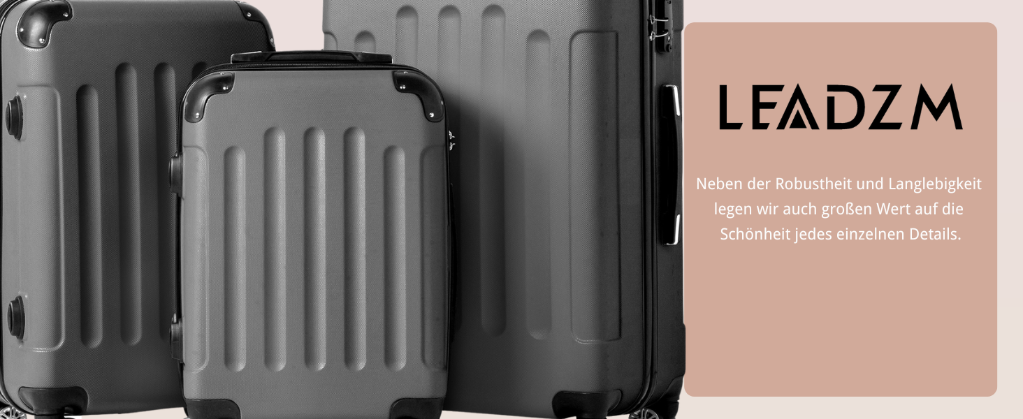 Набір валіз LEADZM 3 шт. сірого кольору: дорожні валізи-кейси на 4 колесах з ручкою та захистом кутів