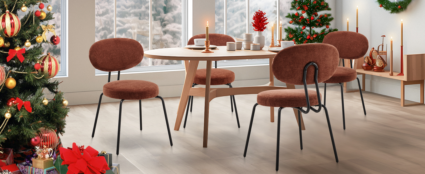 Стільці обідні COLAMY 2 шт. в стилі Mid-Century Modern оранжевого кольору з горіхового бука та металевими ніжками для кухні та їдальні