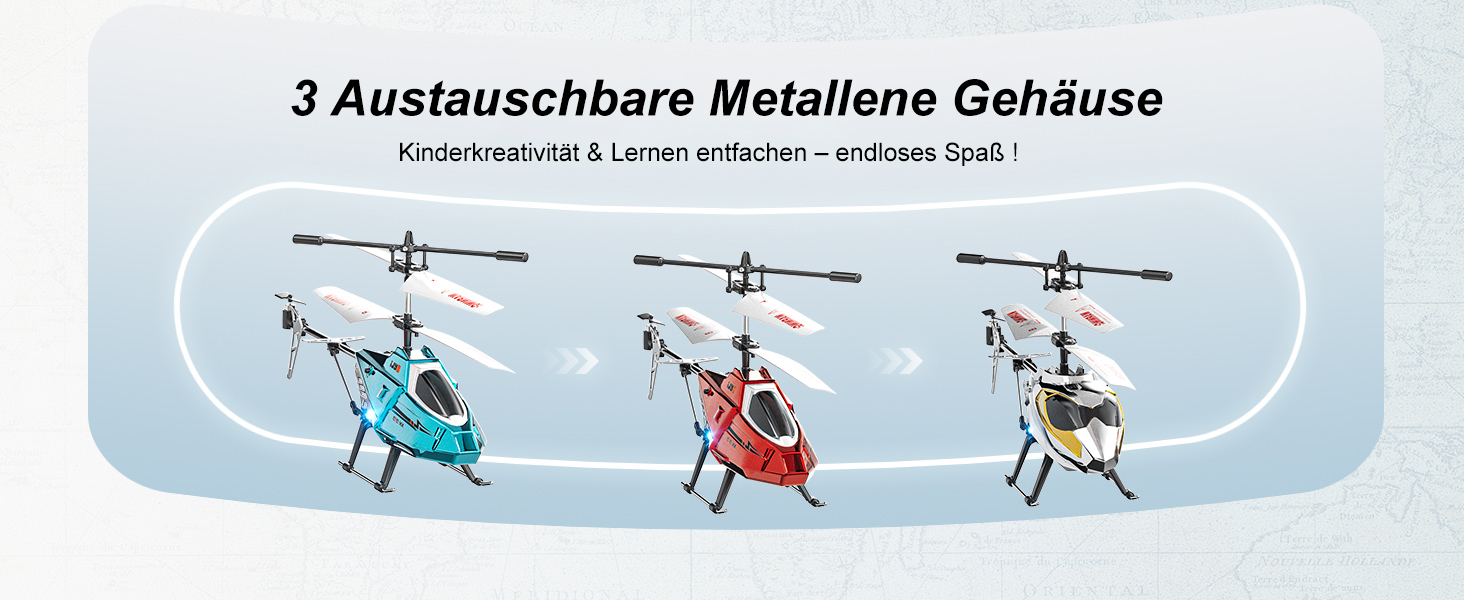 RC Гелікоптер XIKOTEC на радіокеруванні з 2 акумуляторами, LED підсвічуванням, автоматичним злетом/посадкою - іграшка для хлопчиків від 8 років, синій