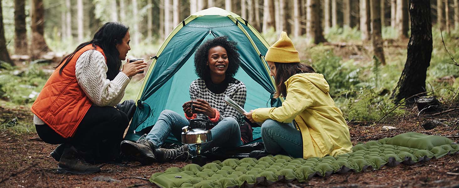 Самонадувний кемпінговий килимок AKSOUL Outdoor: ультралегкий термо-матрац для намету та трекінгу з подушкою, 10 см, армійний зелений