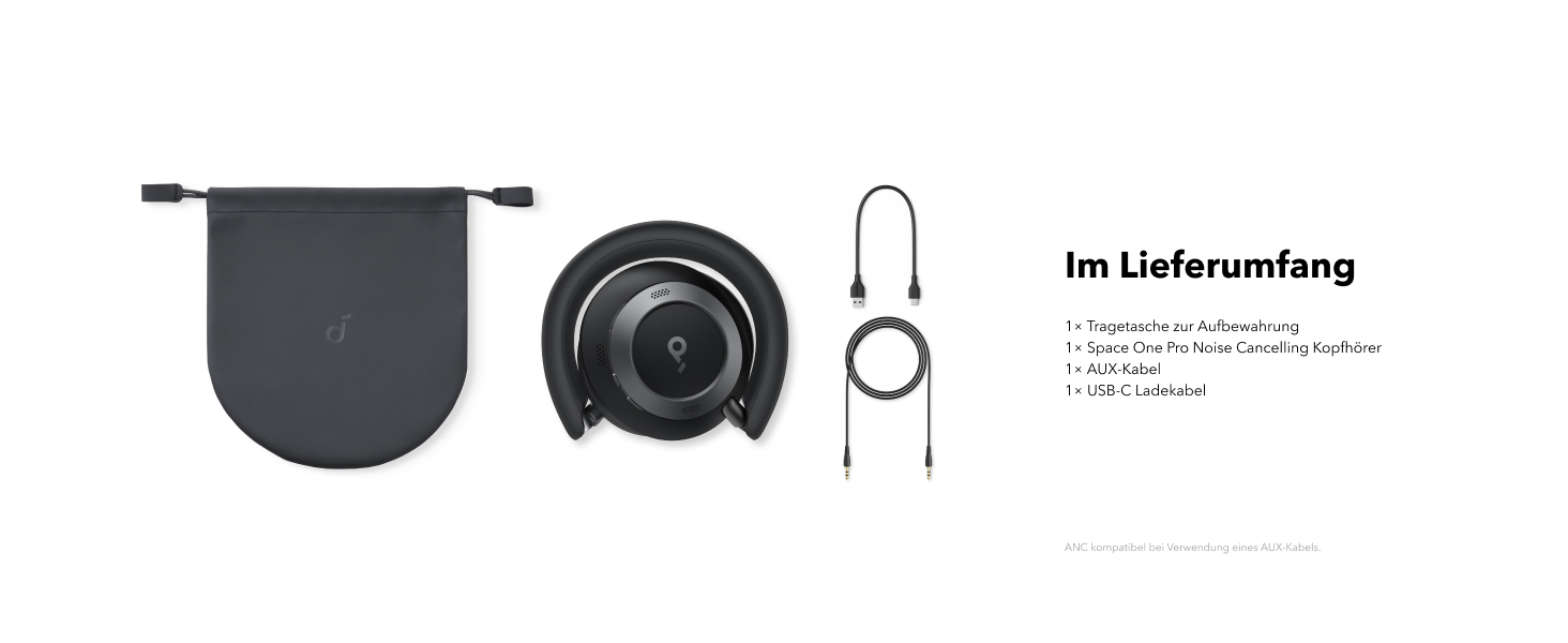 Бездротові навушники Soundcore Space One Pro, ANC, 6 мікро, складні, акумулятор 60 год, Hi-Res Audio LDAC, Чорний