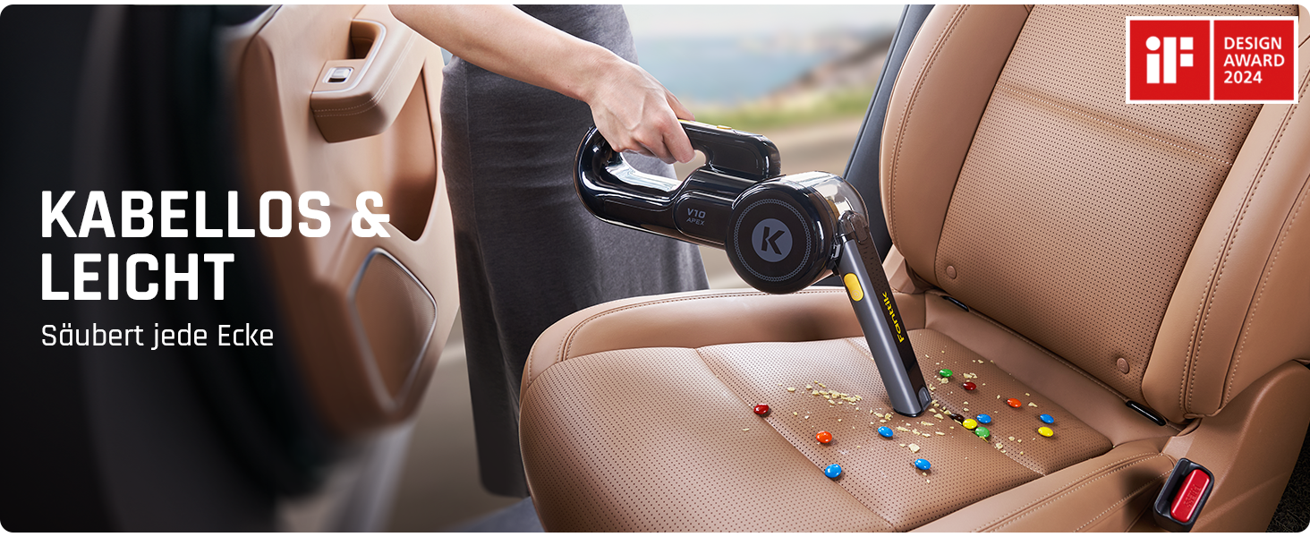 Акумуляторний ручний пилосос Fanttik Fold V10 APEX Pivot для авто та дому, потужність 17 000 Па, LED-дисплей, з гнучким шлангом та щіткою для шерсті тварин