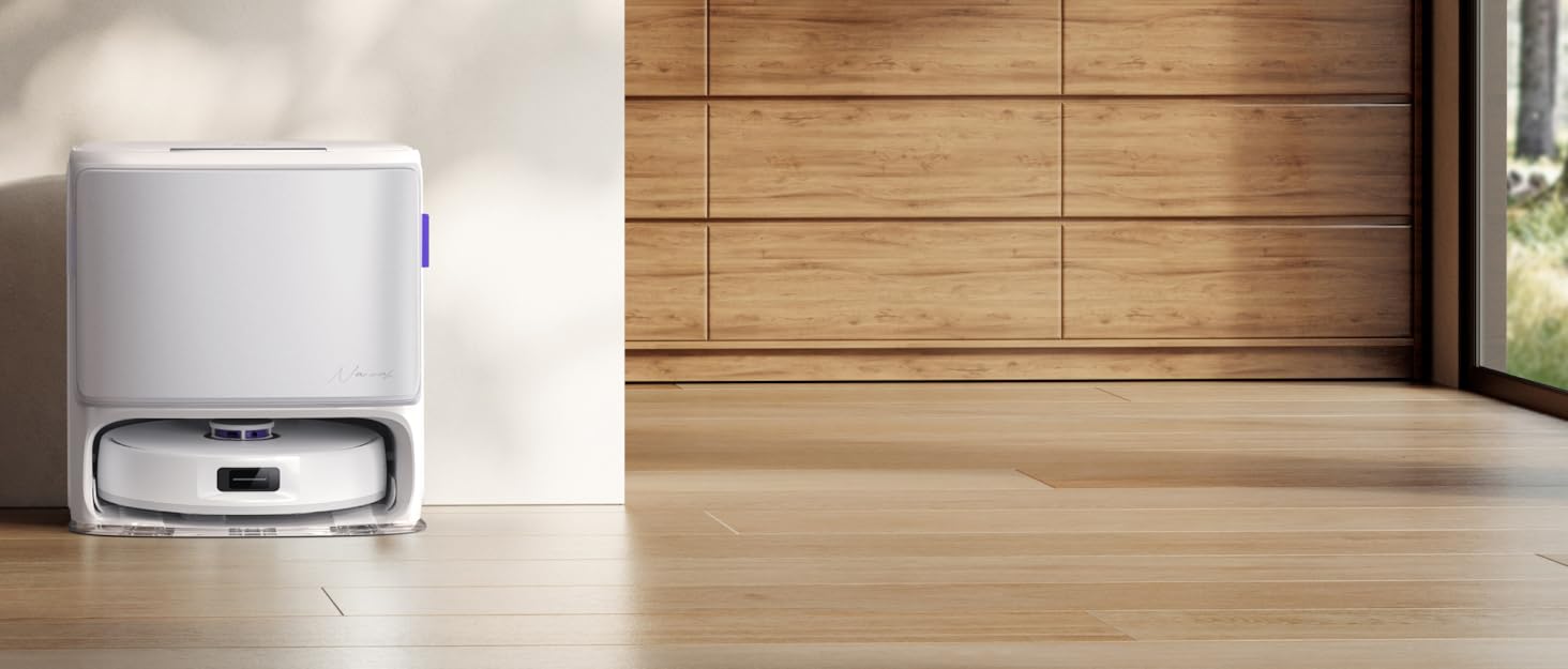 Робот-пилосос NARWAL Freo X Plus з самостійним випорожненням, без переплетення щітки, потужність 7800 Па, 7 тижнів автономного випорожнення, трилазерна обхідна система, білий