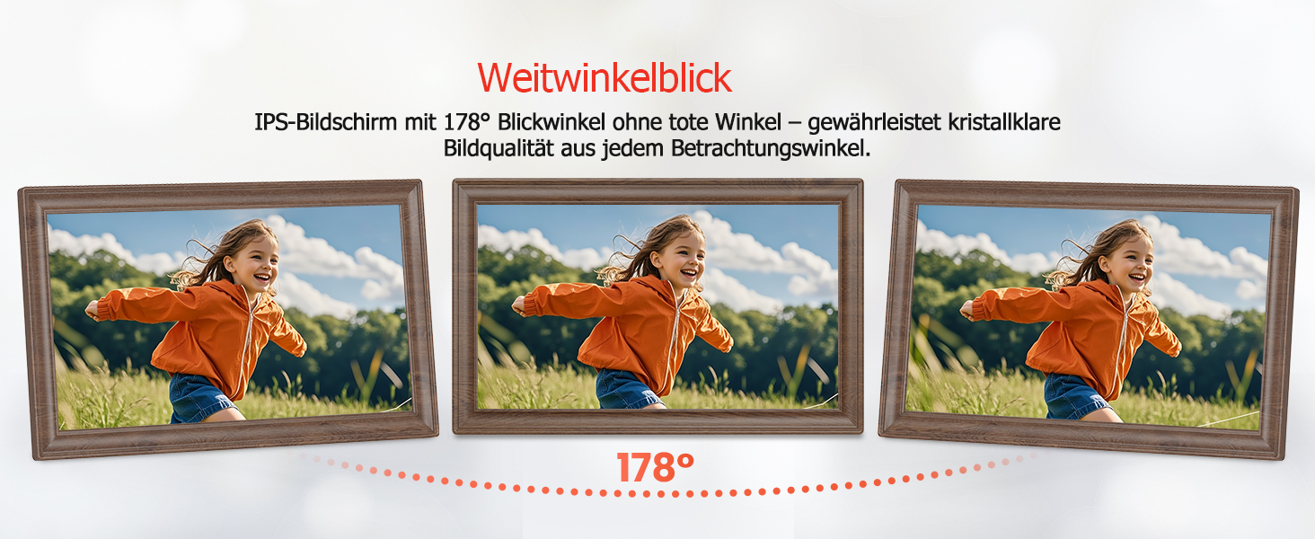 Цифровий фоторамка Frameo 10.1 дюйма з Wi-Fi, сенсорний IPS екран HD 1280*800, 32GB пам'яті, автоповорот, підтримка Frameo App для зручного обміну фото та відео, корпус з дерева (15.6 дюймів)