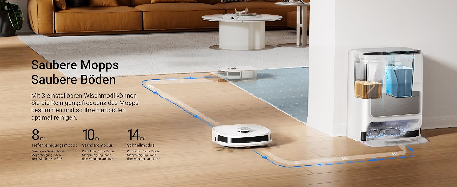 Робот-пилосос EUREKA J12 Ultra з функцією миття підлоги (самостійне очищення, прання та сушка), потужність всмоктування 5000Pa, обертова функція миття, Dual-LiDAR навігація, 3D уникнення перешкод, білий