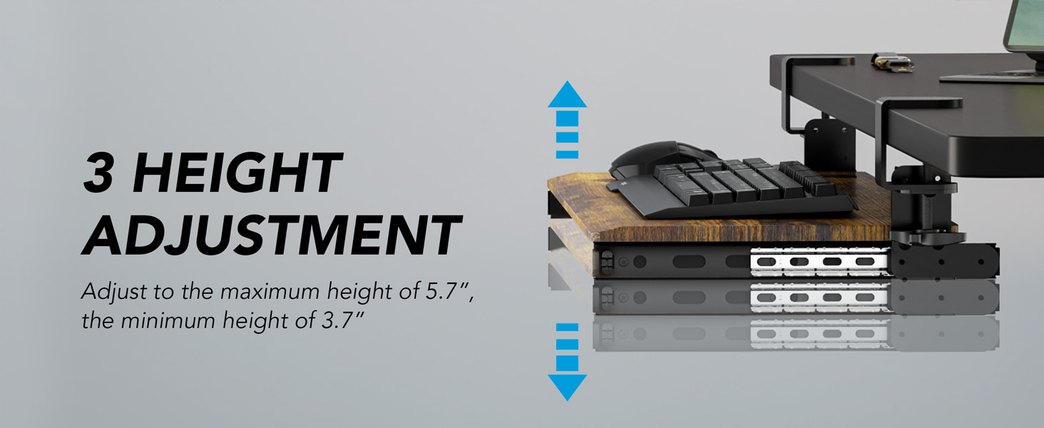 Висувна платформа для клавіатури під стіл з К-кріпленням, великого формату, стійка, для настільного комп'ютера, 838mm x 280 mm