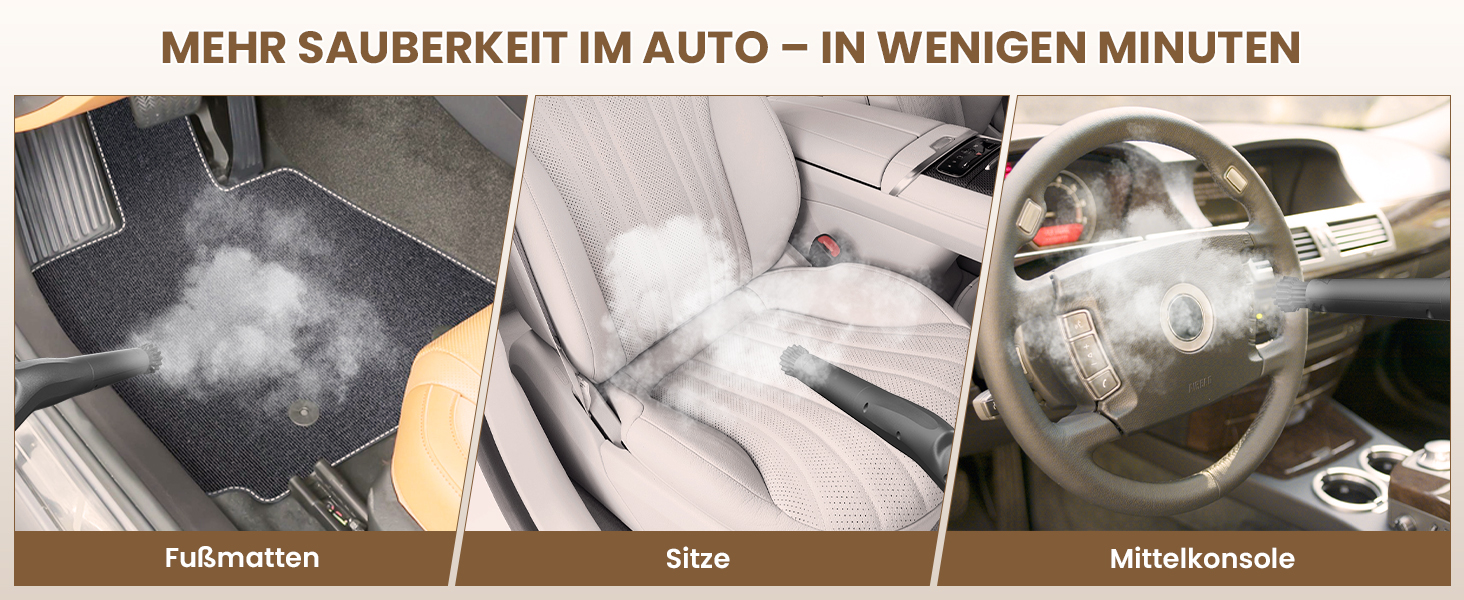 Портативний відпарювач 550 мл, 1500 Вт, з аксесуарами, для кухні, ванної, вікон, авто та оббивки (фіолетовий)