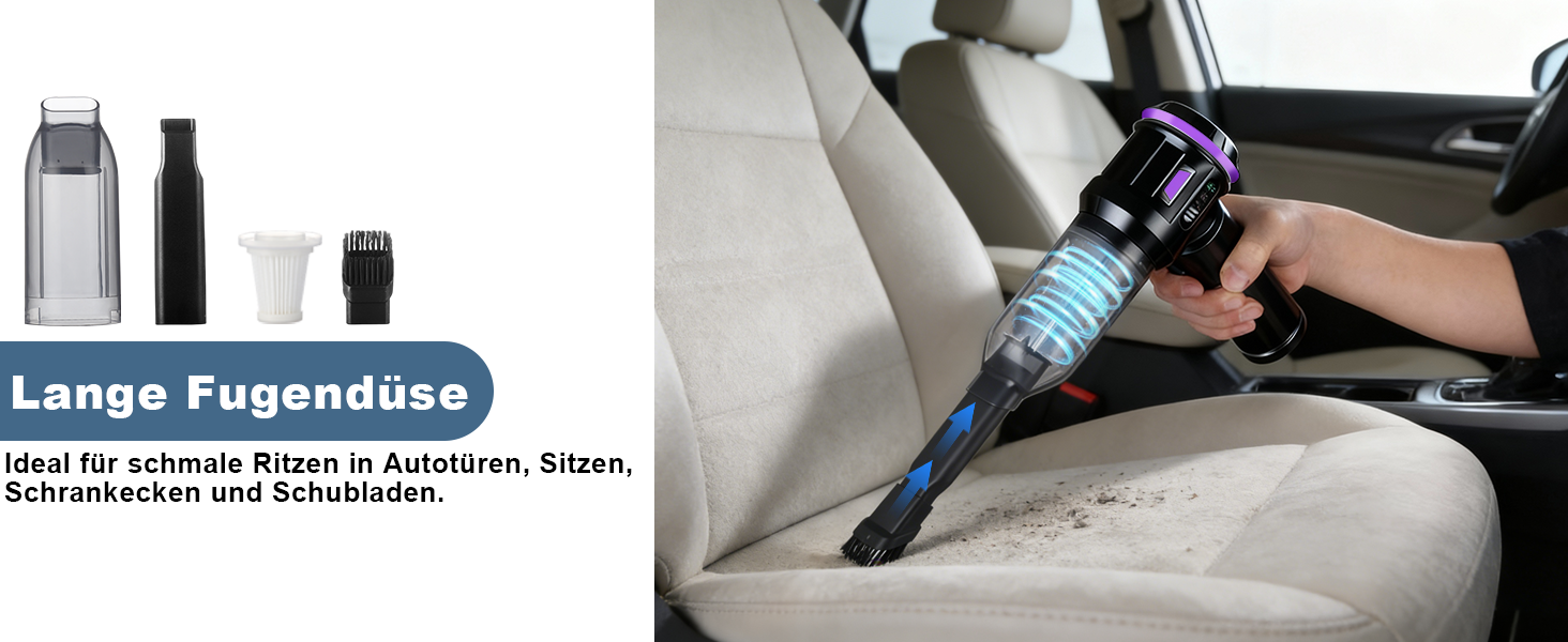 Акумуляторний ручний пилосмок Citybee 4 в 1, бездротовий міні-пилосмок для авто та дому, 25000Па, безщітковий двигун, 3 режими потужності, для шерсті тварин (Фіолетовий)