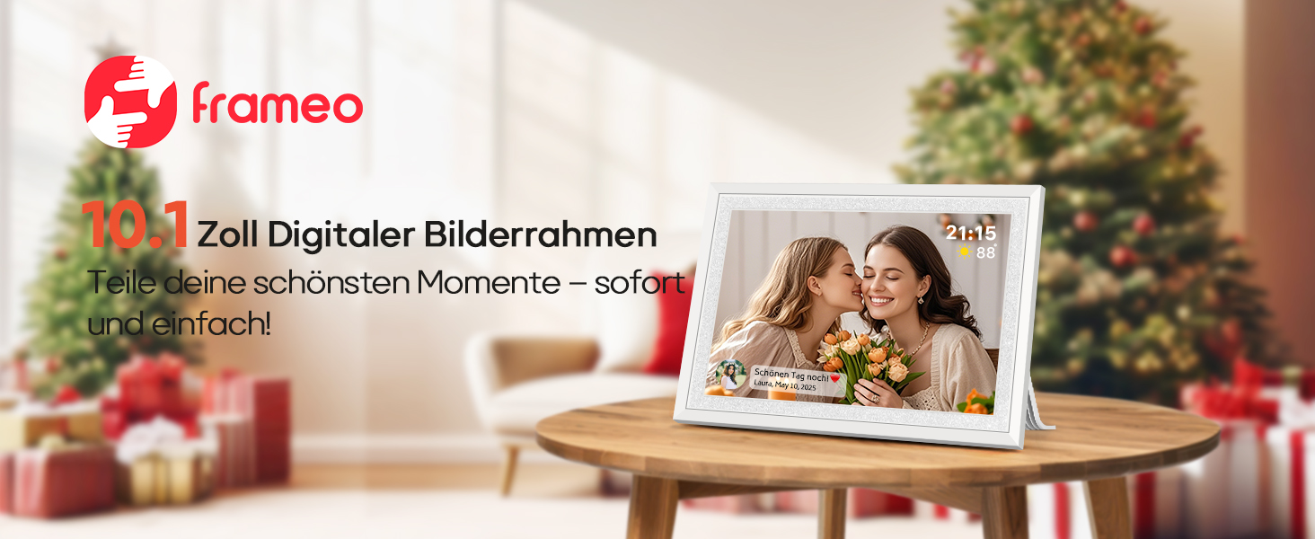 Frameo: Цифровий фоторамка 10.1 дюйма, HD 1280*800 IPS, сенсорний екран, 32GB, автоповорот, Frameo App