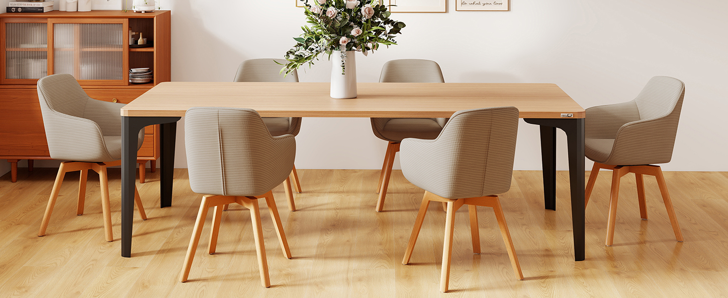 LEWE Комплект з 4 обертових стільців для їдальні з підлокітниками, 360° обертання, сучасна тканина Cord, стільці для кухні з дерев'яними ніжками та спинкою для вітальні, їдальні, спальні (Хакі, 4шт)