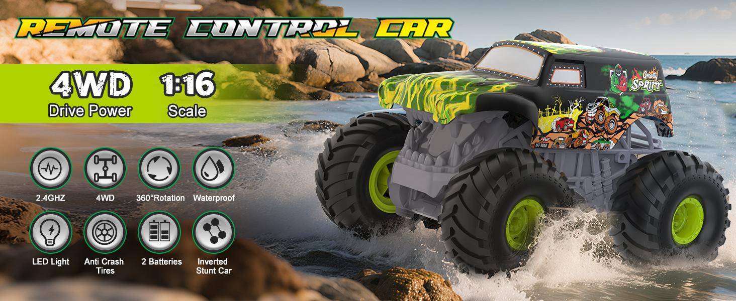 RC Автомобіль Feimuosi 1:18 позашляховик, 2.4GHz, 2 акумулятори, 20 км/год, світлодіоди, армійський зелений - іграшка для дітей та дорослих