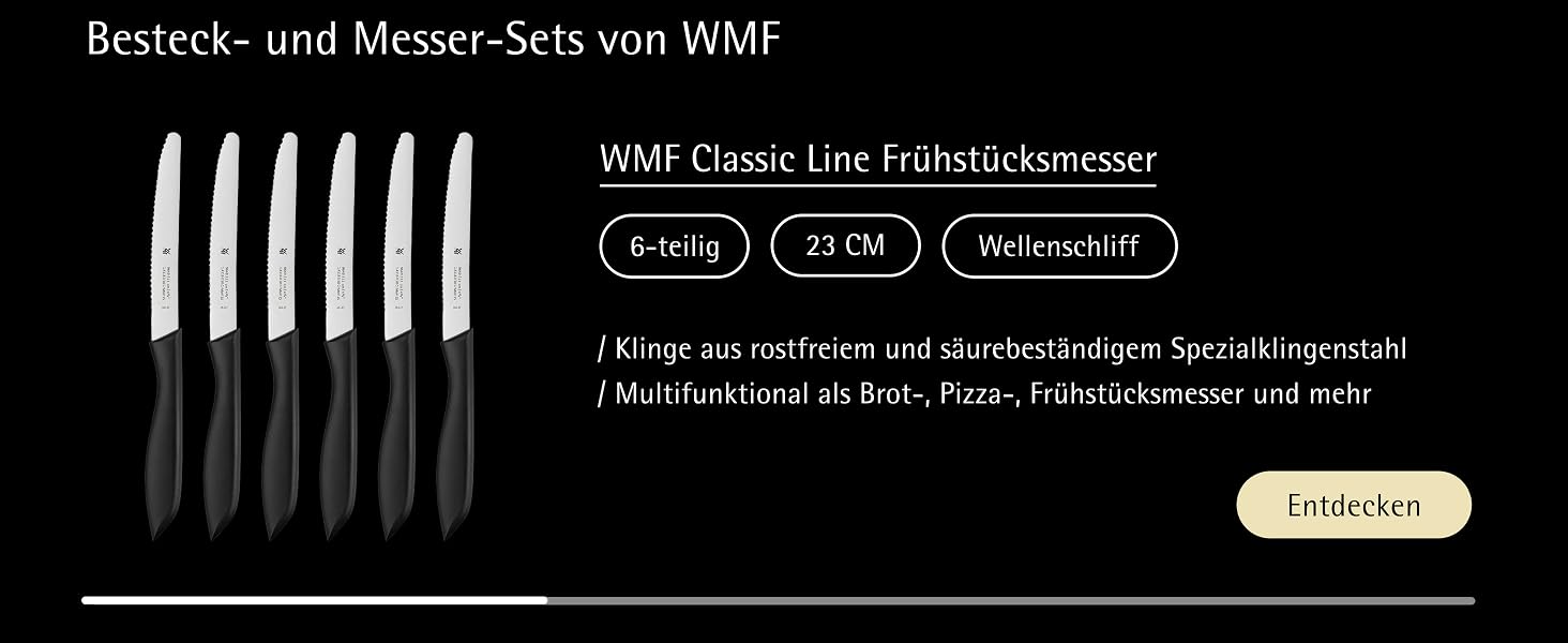 Набір кухонних ножів WMF Touch (2 шт.) з антипригарним покриттям та захисними чохлами, чорний/сріблястий